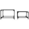 VidaXL Mesas de Café Nesting 2 peças com tampo de vidro preto em aço 4