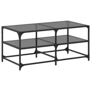 Mesa de centro superficie de vidrio acero negra 98.5x50x45 cm H