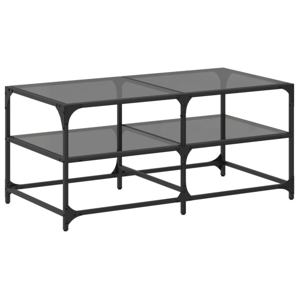 Mesa de centro superficie de vidrio acero negra 98.5x50x45 cm M 2