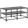 Mesa de centro superficie de vidrio acero negra 98.5x50x45 cm 2