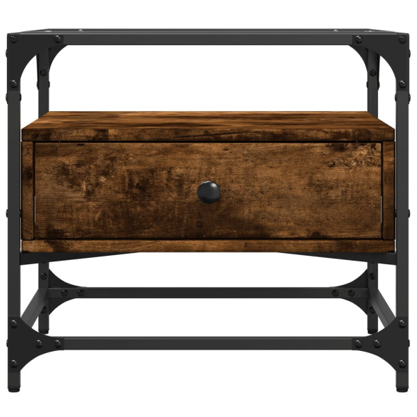 Mesa de centro tapa de vidrio acero roble ahumado 50x50x45 cm M 4