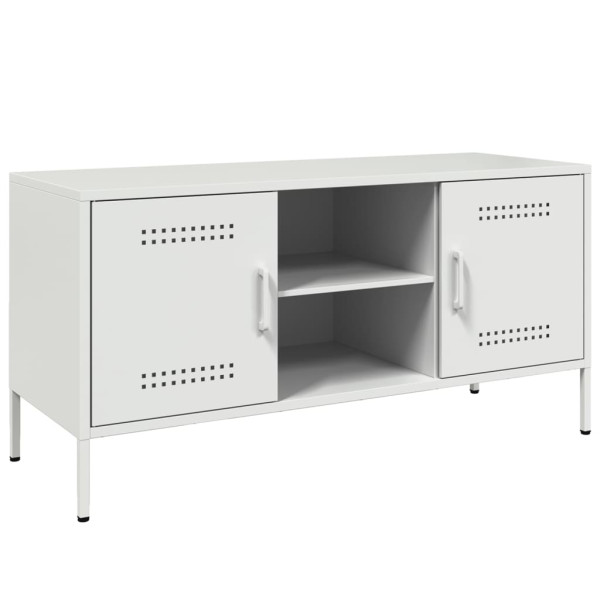 Mueble de TV de acero blanco 100.5x39x50.5 cm M 2