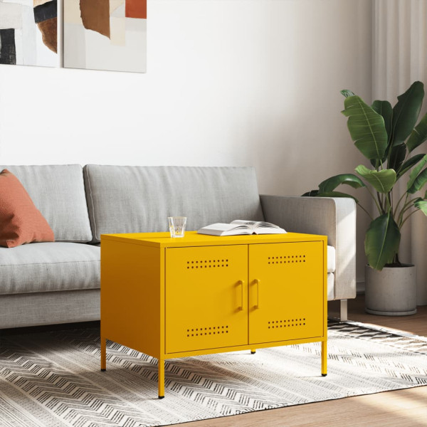 Mesa de centro acero laminado en frío amarillo 68x50x50.5 cm M 2