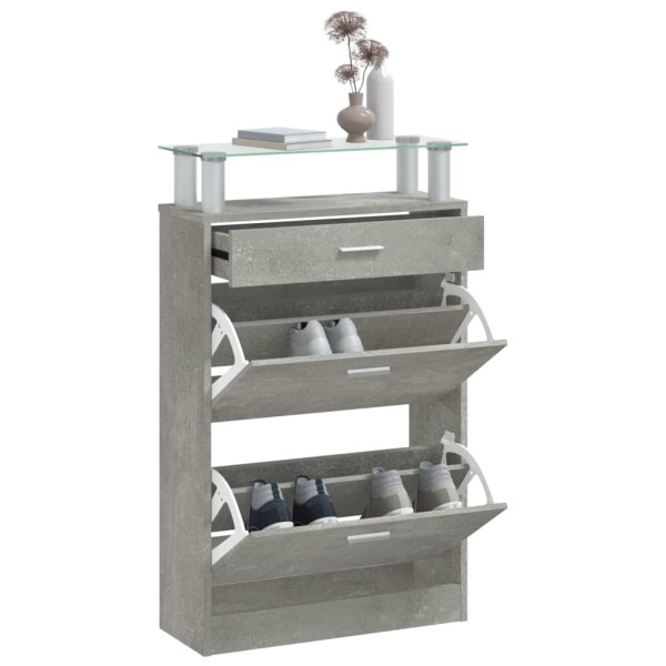 Mueble zapatero madera contrachapada gris hormigón 63x24x104 cm M 4