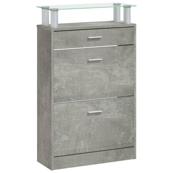 Mueble zapatero madera contrachapada gris hormigón 63x24x104 cm M 5