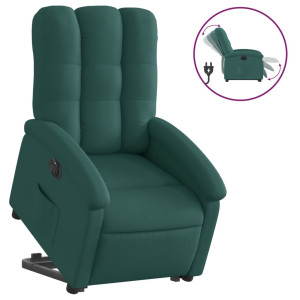 Sillón eléctrico reclinable elevable de tela verde oscuro H
