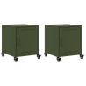 Mesas de cabeceira 2 pcs 36x39x43.5 cm aço verde-azeitona 2