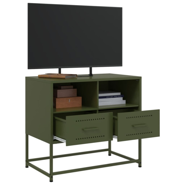 Mueble para TV de acero verde oliva 68x39x60.5 cm M 4