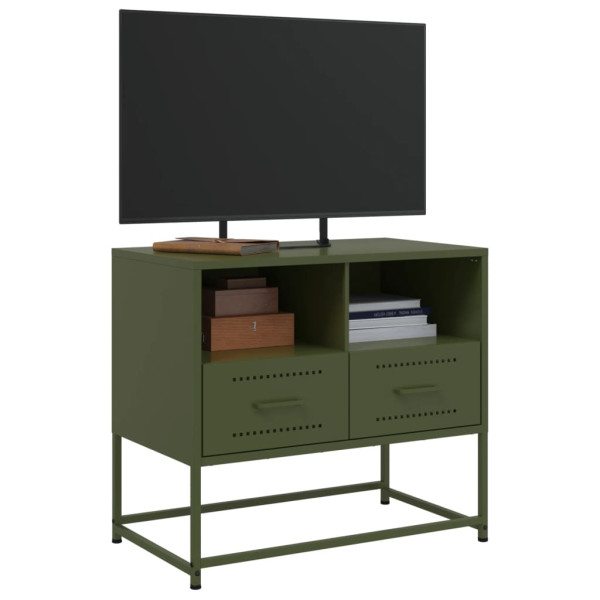 Mueble para TV de acero verde oliva 68x39x60.5 cm M 5