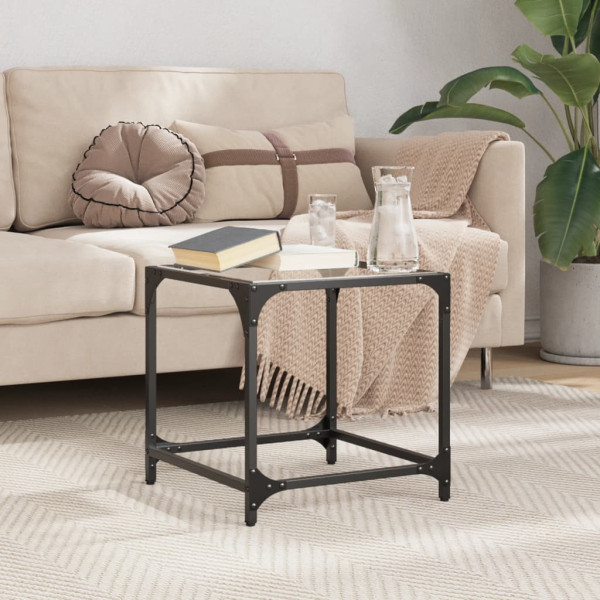 Mesa de centro superficie vidrio transparente acero 40x40x40 cm M 3