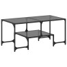 Mesa de centro superficie de vidrio acero negra 98.5x50x45 cm 2