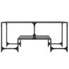 Mesa de centro com topo em vidro preto 98.5x50x45 cm aço 4