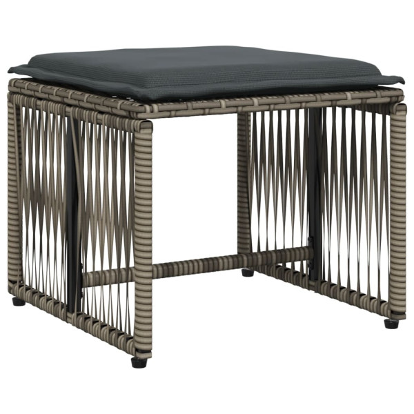 Set comedor jardín 7 pzas y cojines ratán sintético gris M 4