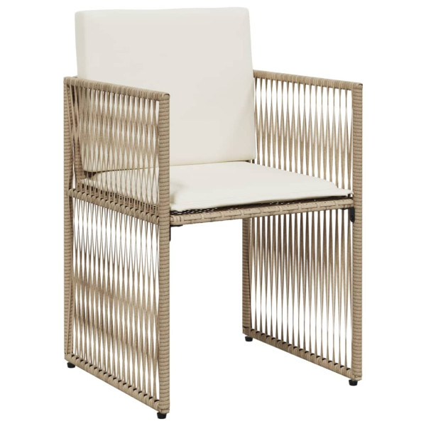 Set comedor de jardín 7 pzas con cojines ratán sintético beige M 5