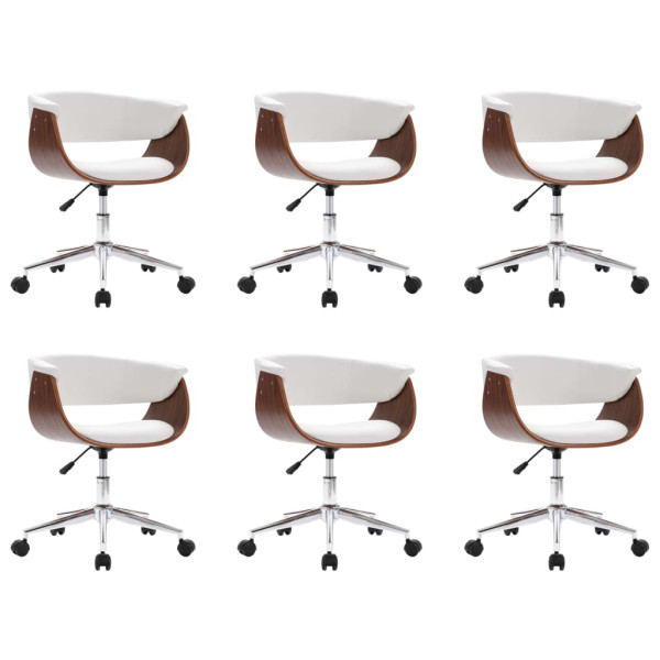 Sillas de comedor giratorias 6 uds cuero sintético blanco M 2