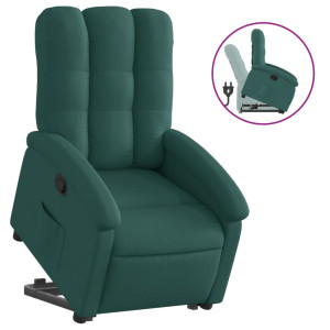 Sillón reclinable elevable tela verde oscuro H