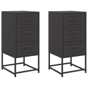 Mesas de cabeceira 2 pcs 36x39x78 cm aço preto H