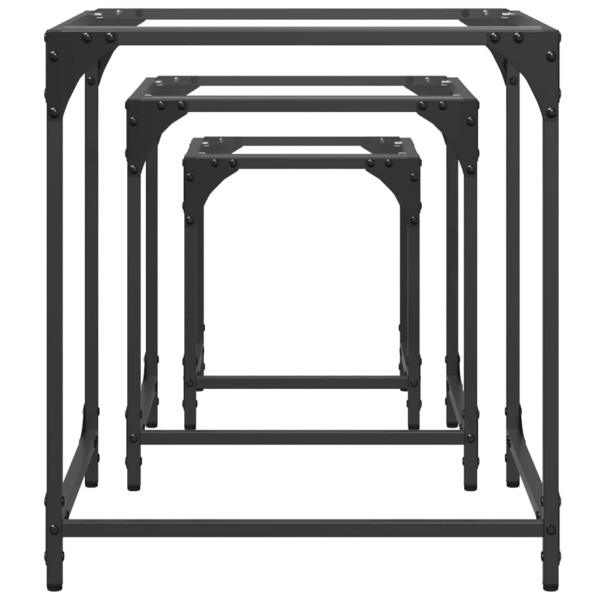 Mesas de centro encastrar 3 pcs c/ tampo vidro transparente aço M 5