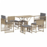 Set comedor de jardín 7 pzas con cojines ratán sintético beige 2