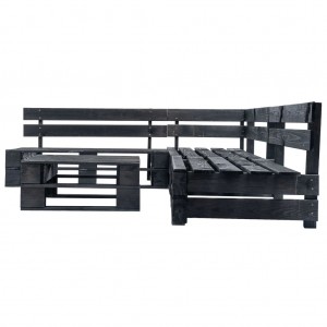 Set de muebles de jardín de palets 4 piezas madera negro H