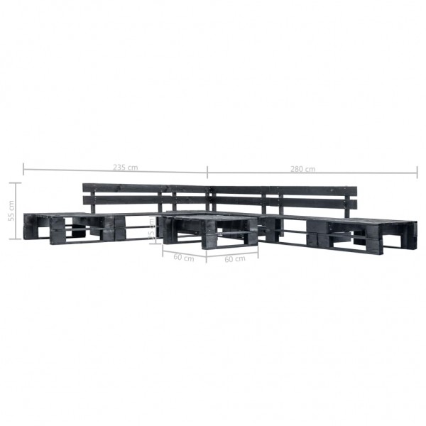 Set de muebles de jardín de palets 6 piezas madera negro M 3