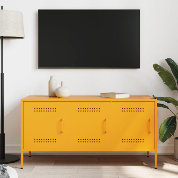 Mueble de TV de acero amarillo mostaza 100.5x39x50.5 cm M 3