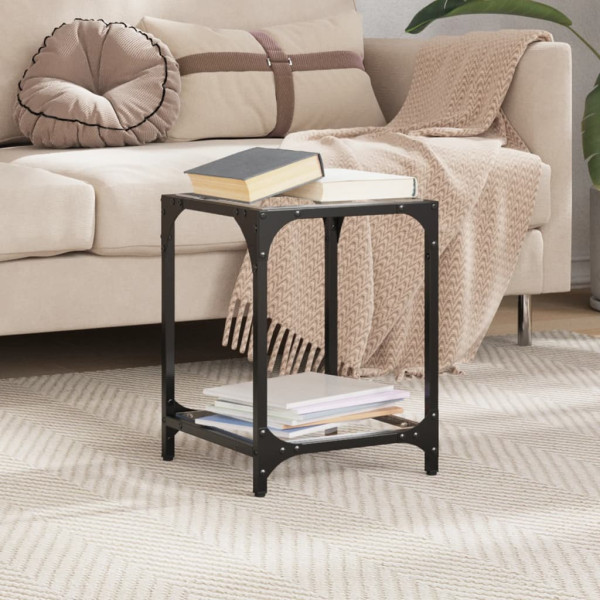 Mesa de centro superficie vidrio transparente acero 30x30x40 cm M 3