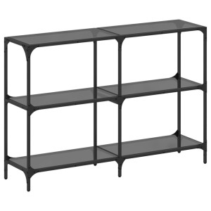 Mesa consola con superficie de vidrio negro acero 118.5x30x81cm H