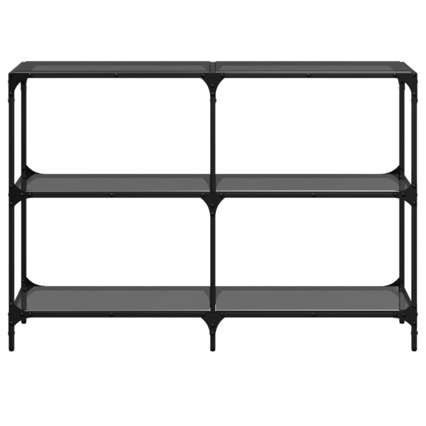 Mesa consola con superficie de vidrio negro acero 118.5x30x81cm M 4