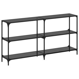 Mesa consola con superficie de vidrio negro acero 158.5x30x81cm H