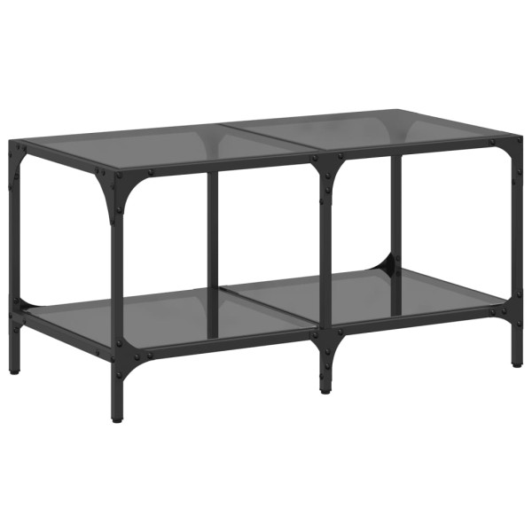 Mesa de centro com topo em vidro preto 78.5x40x40 cm aço M 2
