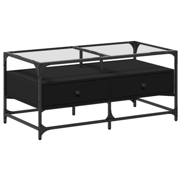 Mesa de centro com topo em vidro preto 98.5x50x45 cm aço M 2