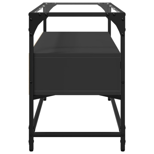 Mueble TV cristal y madera ingeniería negro 80x35x51 cm M 5