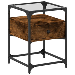 Mesa de cabeceira 40x40x55 cm derivados madeira carvalho fumado H