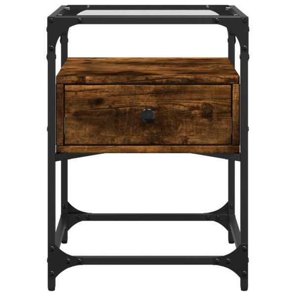 Mesa de cabeceira 40x40x55 cm derivados madeira carvalho fumado M 4