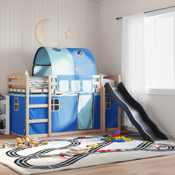 Beliche com escorrega e cortinas 90x200 cm azul M 3