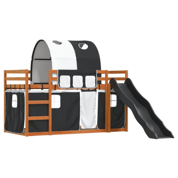 Beliche com escorrega e cortinas 90x200 cm branco e preto M 2