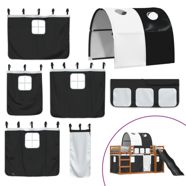 Beliche com escorrega e cortinas 90x200 cm branco e preto M 5