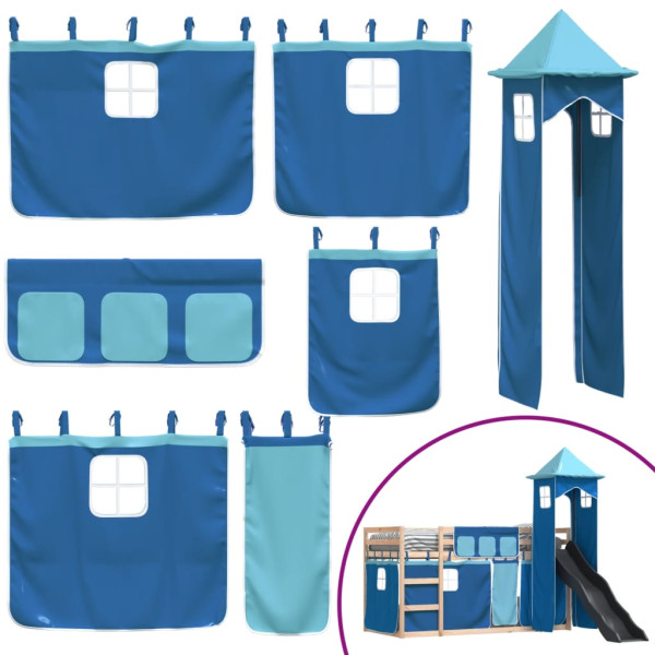 Beliche com escorrega e cortinas 90x200 cm azul M 5