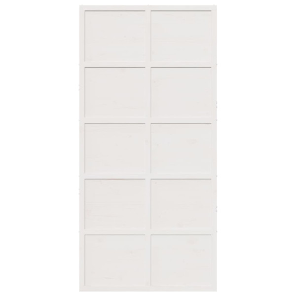 Porta de celeiro 100x208 cm madeira de pinho maciça branco M 4