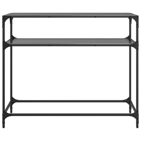 Mesa consola con superficie de vidrio negro acero 98x35x81 cm M 4