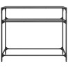 Mesa consola com tampo em vidro preto 98x35x81 cm aço 4