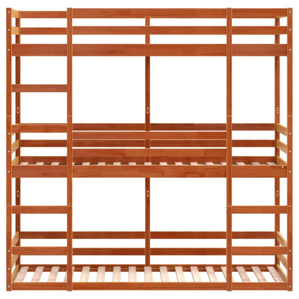 Beliche triplo 90x190 cm madeira de pinho maciça castanho-mel M 5