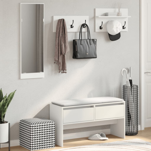 Set de muebles de recibidor 4 pzas madera de ingeniería blanco M 3