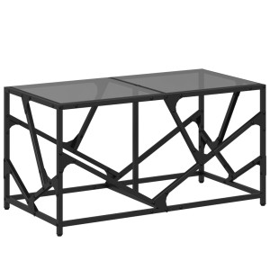 Mesa de centro acero superficie de vidrio negra 78.5x40x41cm H