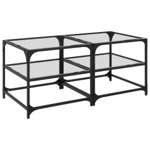 Mesa de centro superficie de vidrio 2 uds acero 50x50x45 cm H
