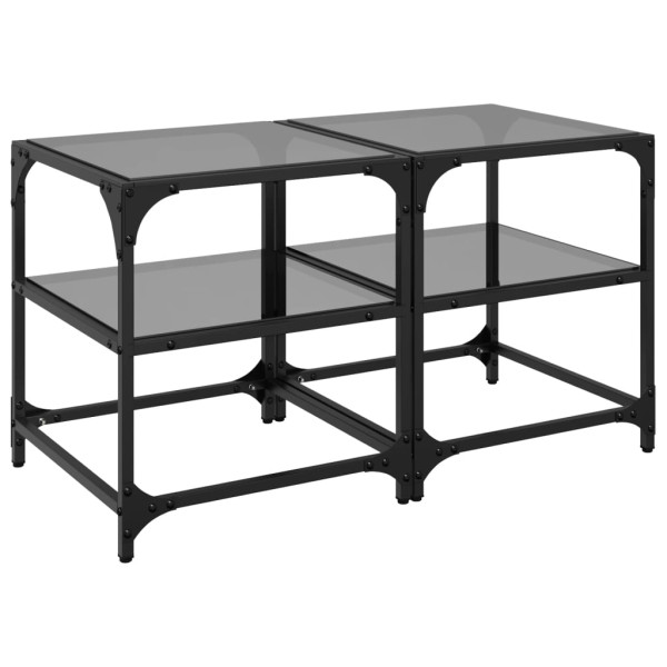 Mesa de centro superficie vidrio 2 uds acero negro 40x40x45 cm M 2
