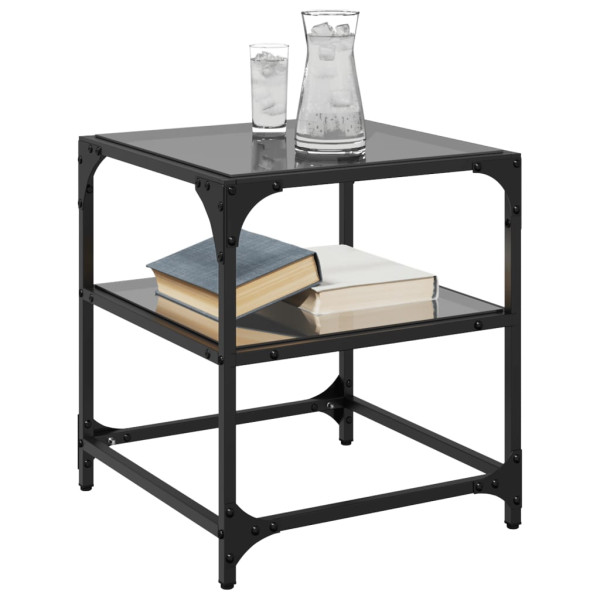Mesa de centro superficie vidrio 2 uds acero negro 40x40x45 cm M 3