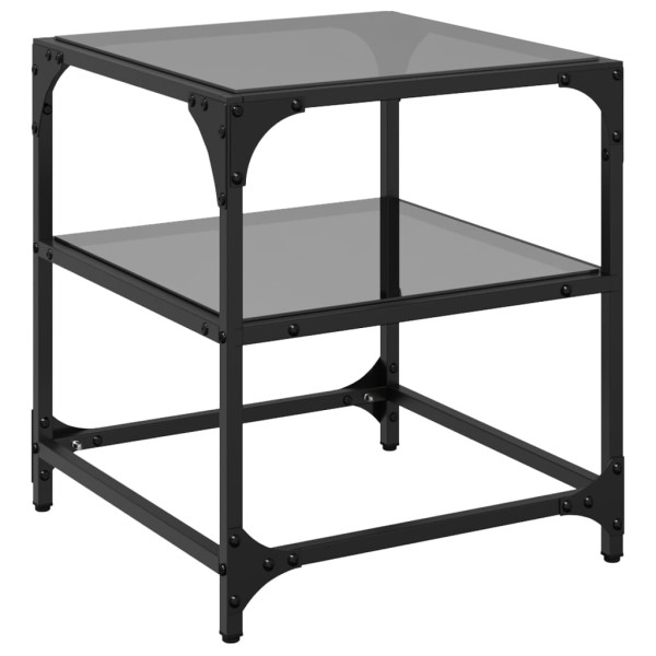 Mesa de centro superficie vidrio 2 uds acero negro 40x40x45 cm M 4