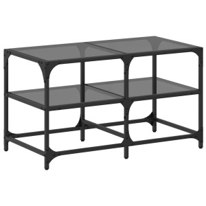 Mesa de centro superficie de vidrio acero negra 78.5x40x45 cm H